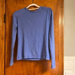 Periwinkle cotton sweater with button accents on sleeves. J. Mclaughlin size xs